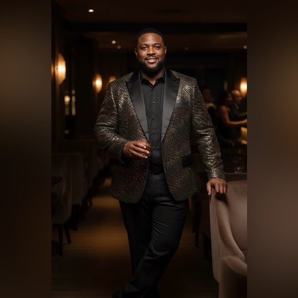 Elegant Black and Red Patterned Blazer - Picture 4 of 15